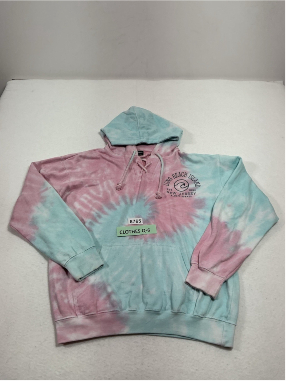 Womans Excellent Sunsations Tye Dyed Pullover Hoodie Large Pink Blue Graphics